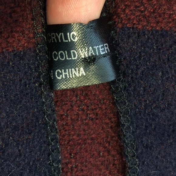 RAJ Poncho Wrap Women's Size O/S Burgundy Navy Chevron Ruana Open Front Western - Picture 6 of 8